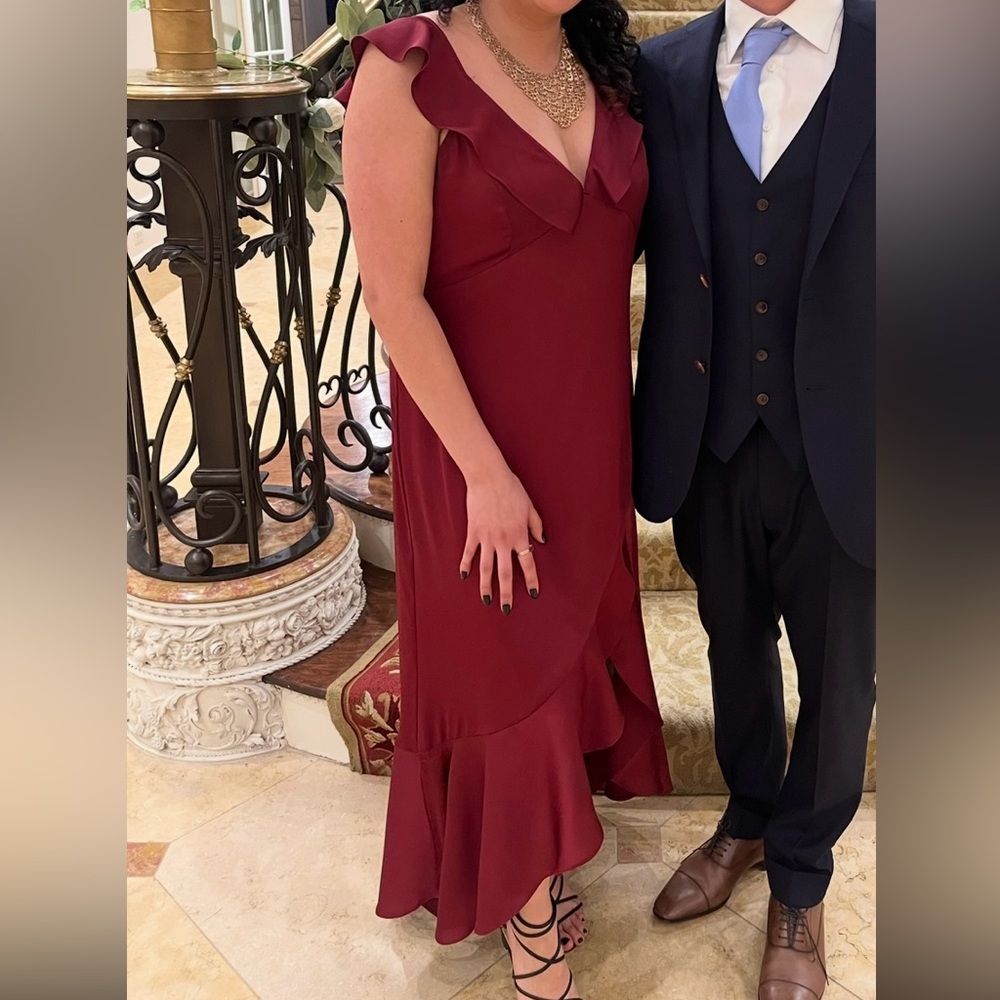 Express Burgundy Asymmetrical Dress